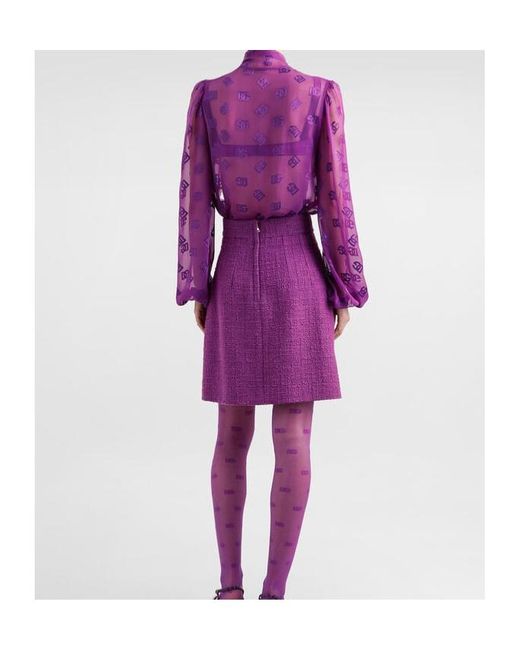 Dolce & Gabbana Purple Rachel Tweed Skirt