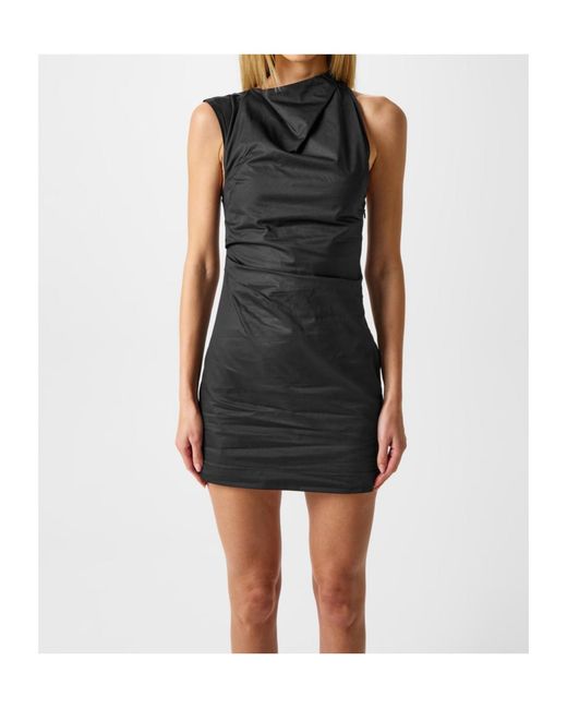 St. Agni Black Asymmetric Tuck Mini Dress