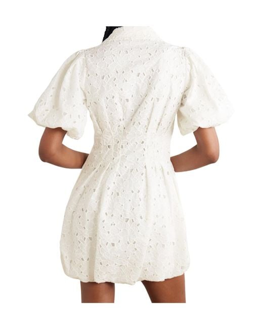 Jonathan Simkhai White Cleo Pleated Broderie Anglaise Mini Shirt Dress