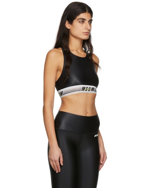 MSGM Black Logo Band Sport Top