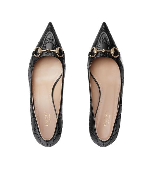 Gucci Black Horsebit Detailed Pointed-Toe Pumps