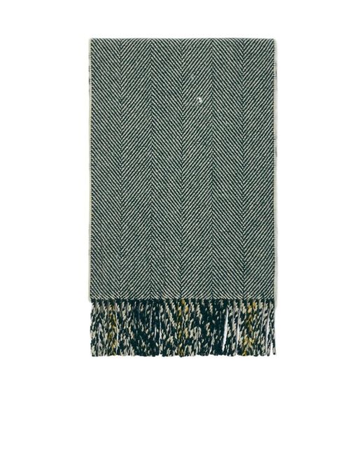 Burberry Green Checkered Logo Patch Fringed Scarf
