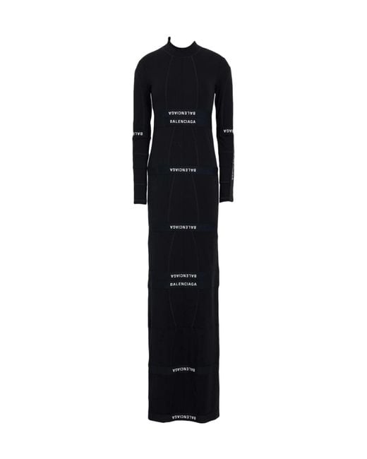 Balenciaga Black Solid Color Long Sleeve T-Shirt Dress