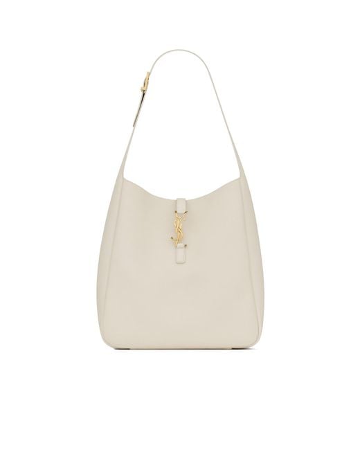 Saint Laurent White Le 5 À 7 Logo Plaque Large Shoulder Bag