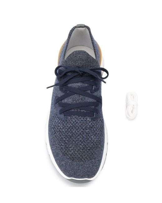Brunello Cucinelli Blue Knitted Low-Top Sneakers for men