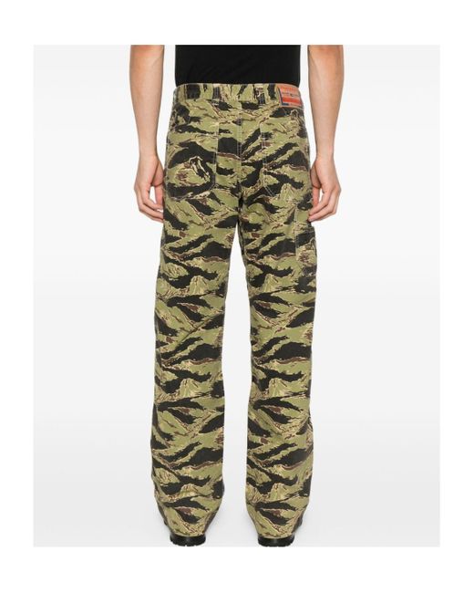DIESEL Gray Tiger-Stripe Panel Jeans for men