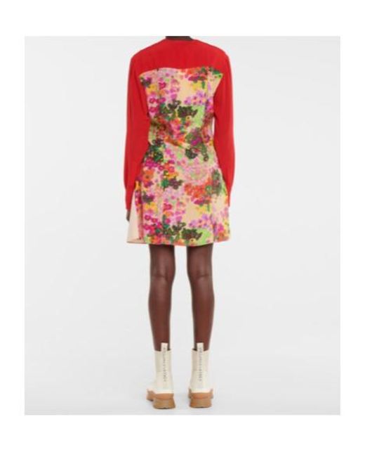 Stella McCartney Red Printed Silk Minidress