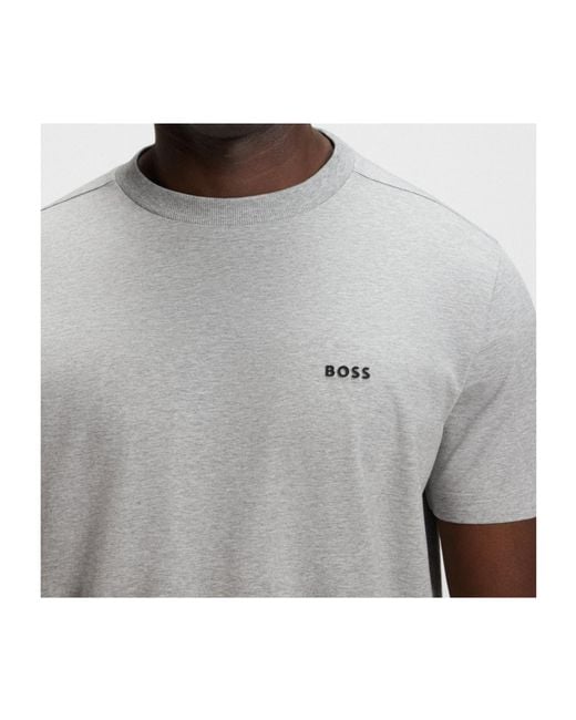 Boss Gray Logo-Printed T-Shirt for men
