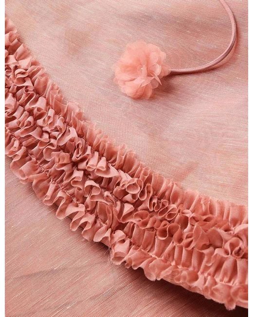 Zimmermann Pink Luna Ruffle Midi Dress
