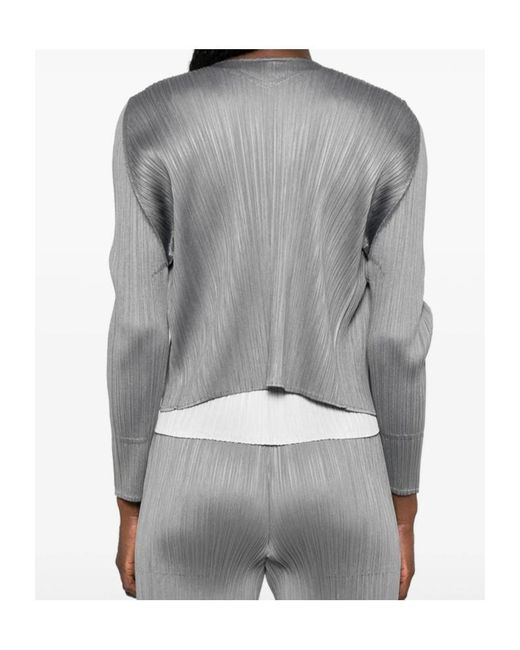 Pleats Please Issey Miyake Gray Pleated Long-Sleeve Jacket