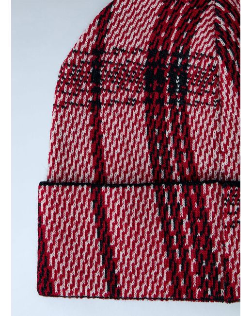 Vivienne Westwood Red Check Knit Beanie for men