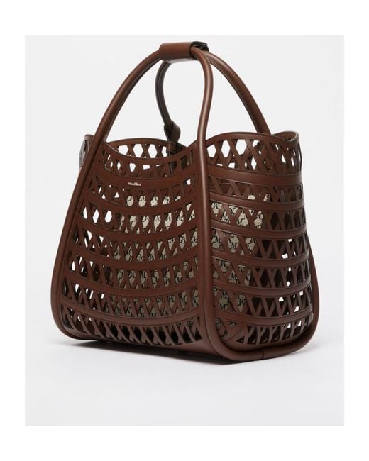 Max Mara Brown Woven Top Handle Bag