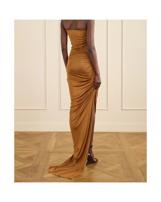 Rick Owens Brown Draped Maxi Dress