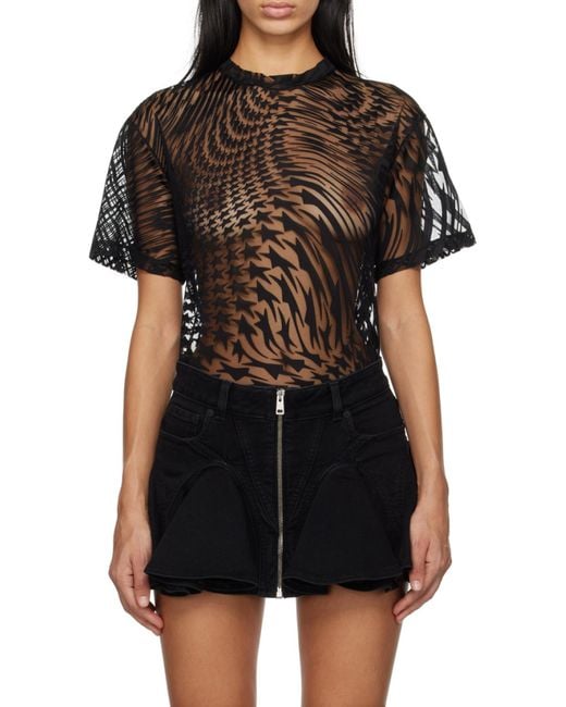 Mugler Black Flocked-Print T-Shirt for men