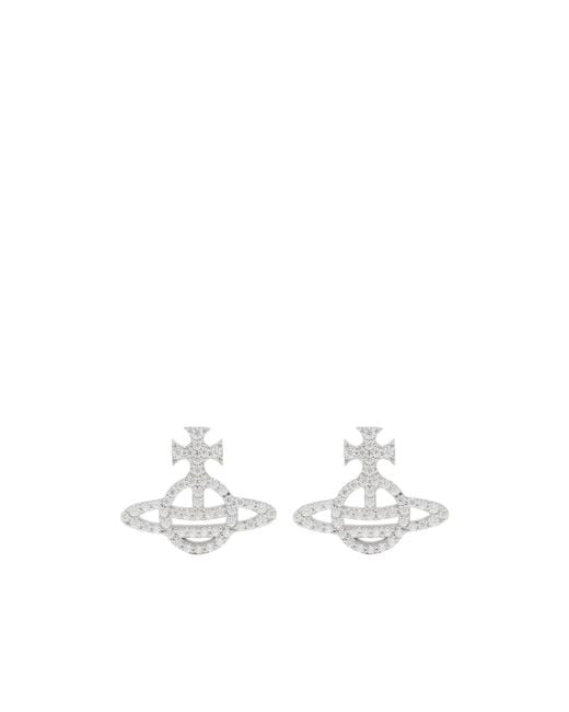 Vivienne Westwood White Embellished Orb Earrings