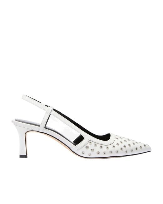 MICHAEL Michael Kors White Alora Grommeted Slingback Pumps