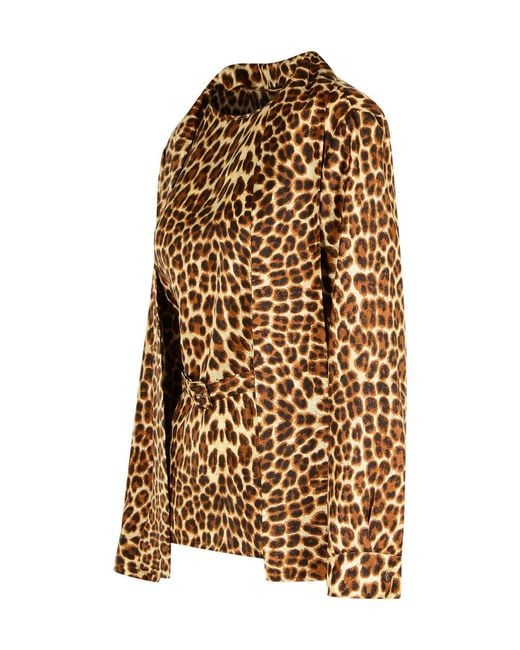 P.A.R.O.S.H. Brown Animlier Silk Blouse