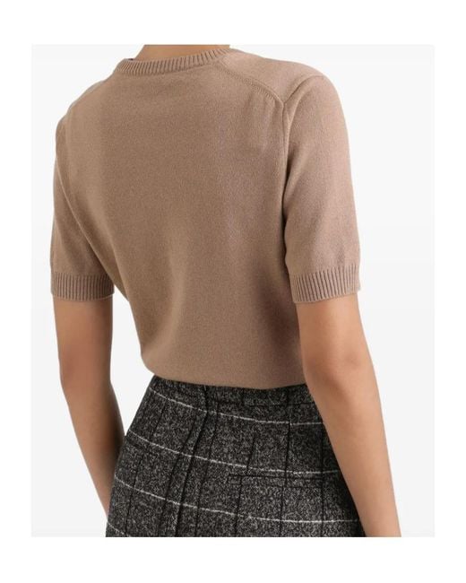 Dolce & Gabbana Brown Short-Sleeve Cashmere Sweater