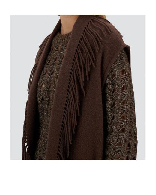 Herno Brown Fringe Vest Casual Jacket