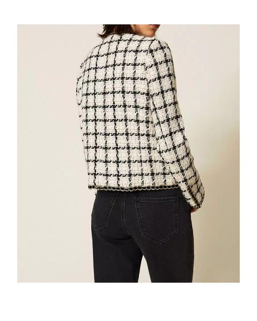 Twinset Multicolor Checked Boucle Jacket