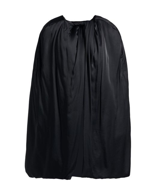 Rick Owens Black Solid-Colored Satin Shawl Cape