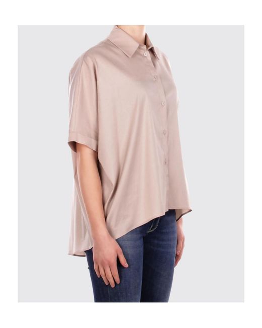 Max Mara Blue Bchpittura Short-Sleeved Satin Shirt