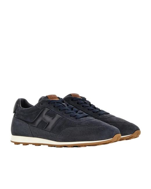 Hogan Blue Logo Patch Lace-Up Sneakers for men