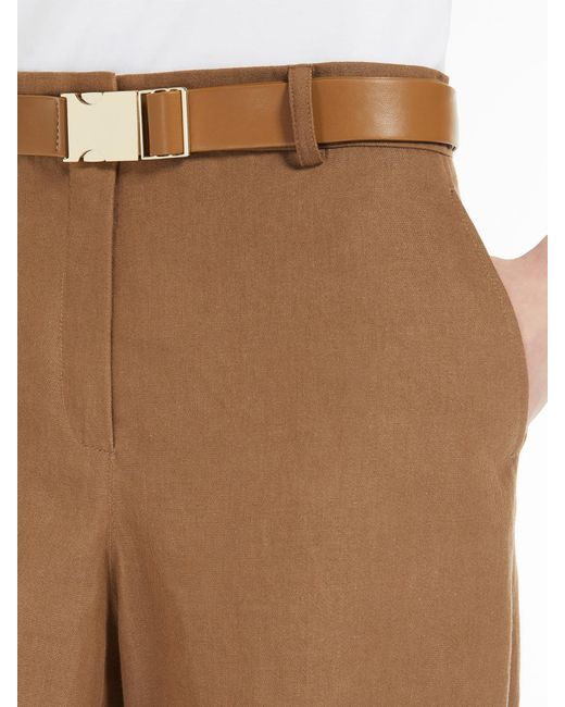 Max Mara Brown Studio Murge Belted Wide Leg Trousers