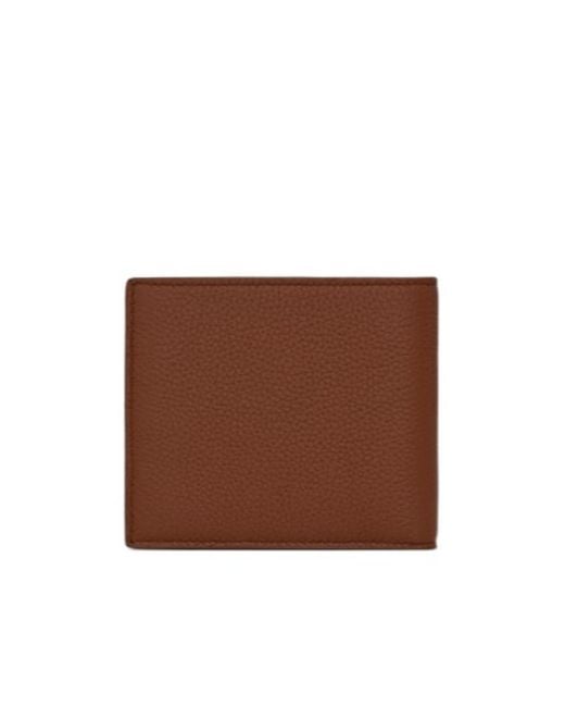 Saint Laurent Brown Logo-Detail Leather Wallet for men