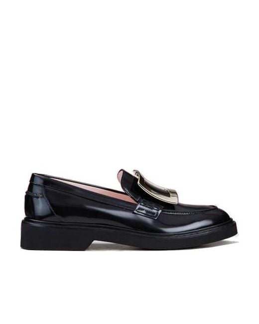 Roger Vivier Black Viv' Rangers Buckle Embellished Loafers