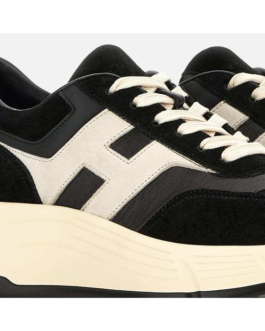 Hogan Black Hi-Fi Panelled Lace-Up Sneakers