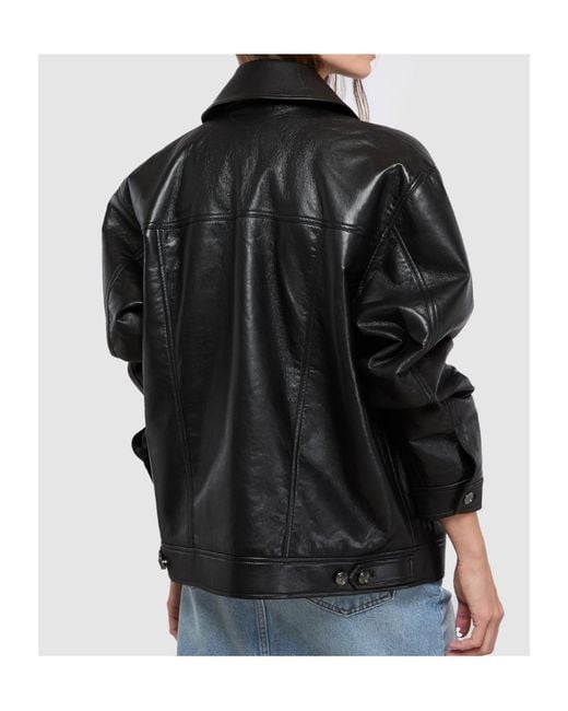 Anine Bing Black Lapel Leather Jacket