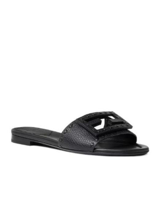 Fendi Black Baguette Ff Slip-On Slides