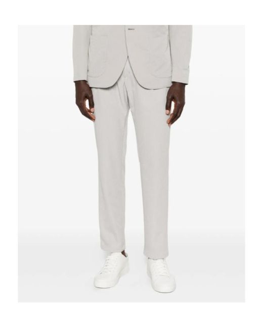 Herno White Pleated Straight Trousers for men