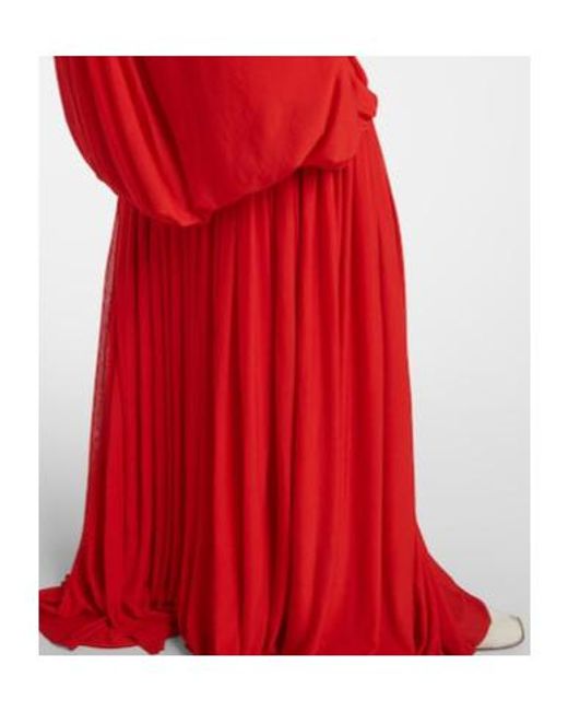Calvin Klein Red Sara Draped Jersey Gown