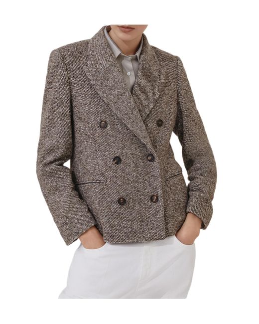 Brunello Cucinelli Gray Double-Breasted Blazer