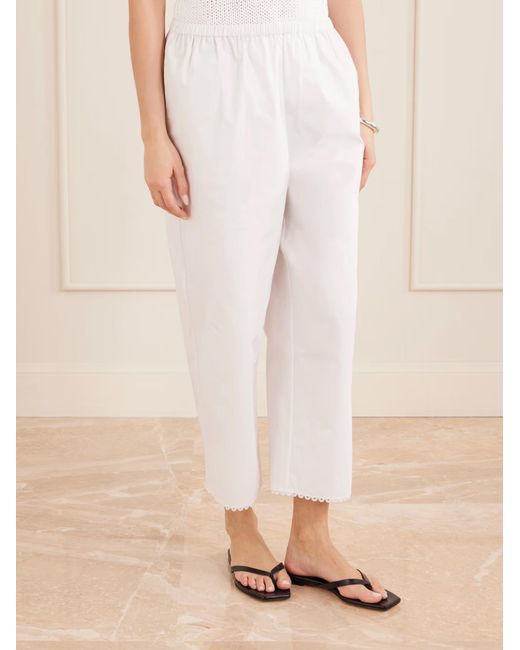 Rohe White Embroidered Cotton Poplin Wide-Leg Pants