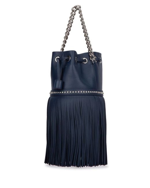 J&m Davidson Blue Carnival Fringed Studded Bucket Bag