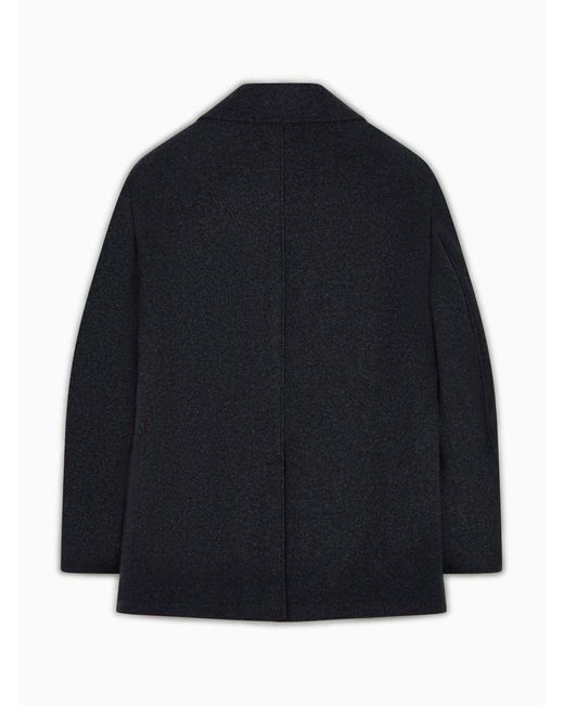 Canali Blue Double-Breasted Coat for men