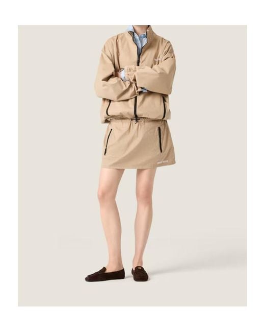 Miu Miu Natural Washed Gabardine Miniskirt