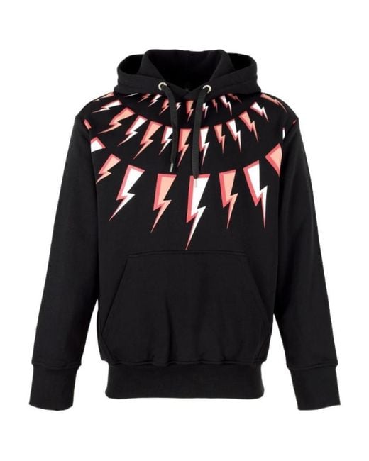 Neil Barrett Black Lightning Printed Hooded Sweater for men