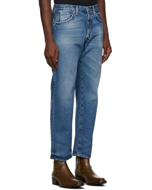 Acne Blue Distressed Relaxed Fit Jeans for men