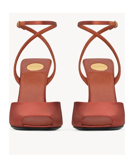 Saint Laurent Metallic La Scandale Wedge Sandals