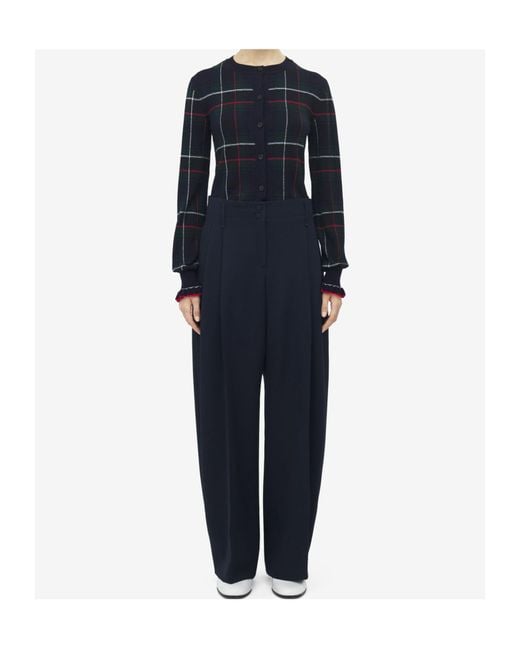 Alexander McQueen Blue Wide Leg Tailored Trousers