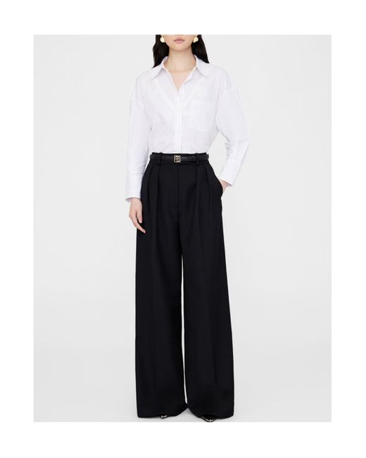 Anine Bing White Mika Striped Shirt