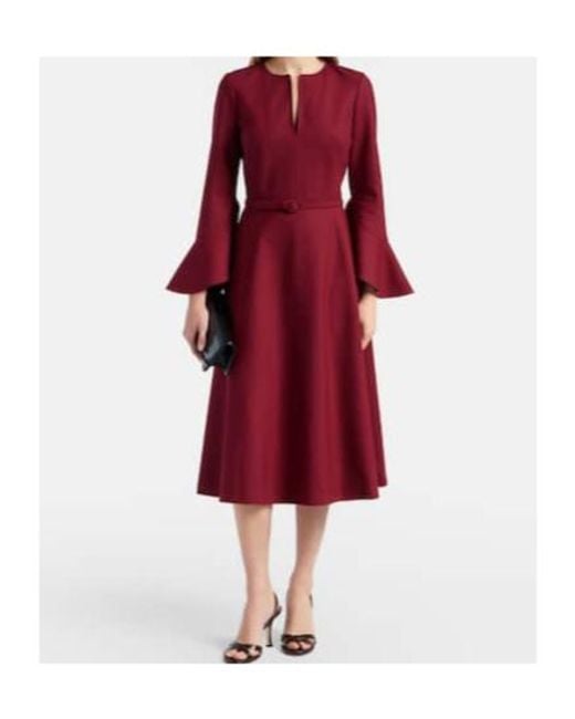 Oscar de la Renta Red Wool Midi Dress