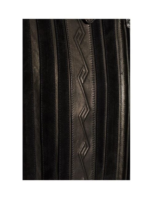 Versace Black Zip-Up Leather Jacket for men