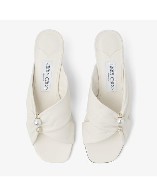 Jimmy Choo White Latte Soft Glove Leather Sandals