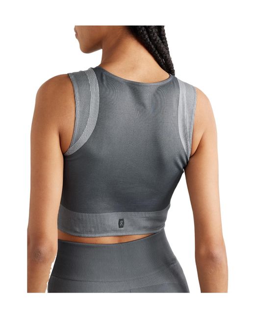 On Shoes Gray Studio Cropped Ribbed Stretch Recycled Tank