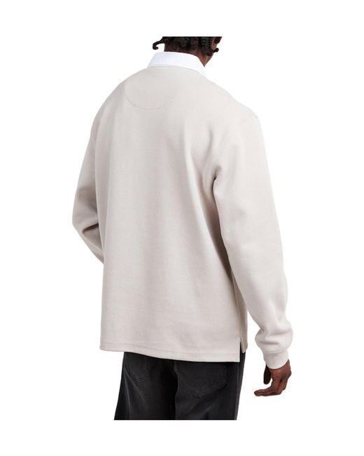 Boss White Longsleeve Rugby Polo Shirt for men